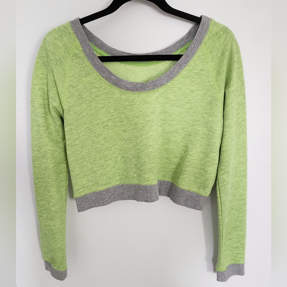 Neon Green/Gray Cropped Long Sleeve